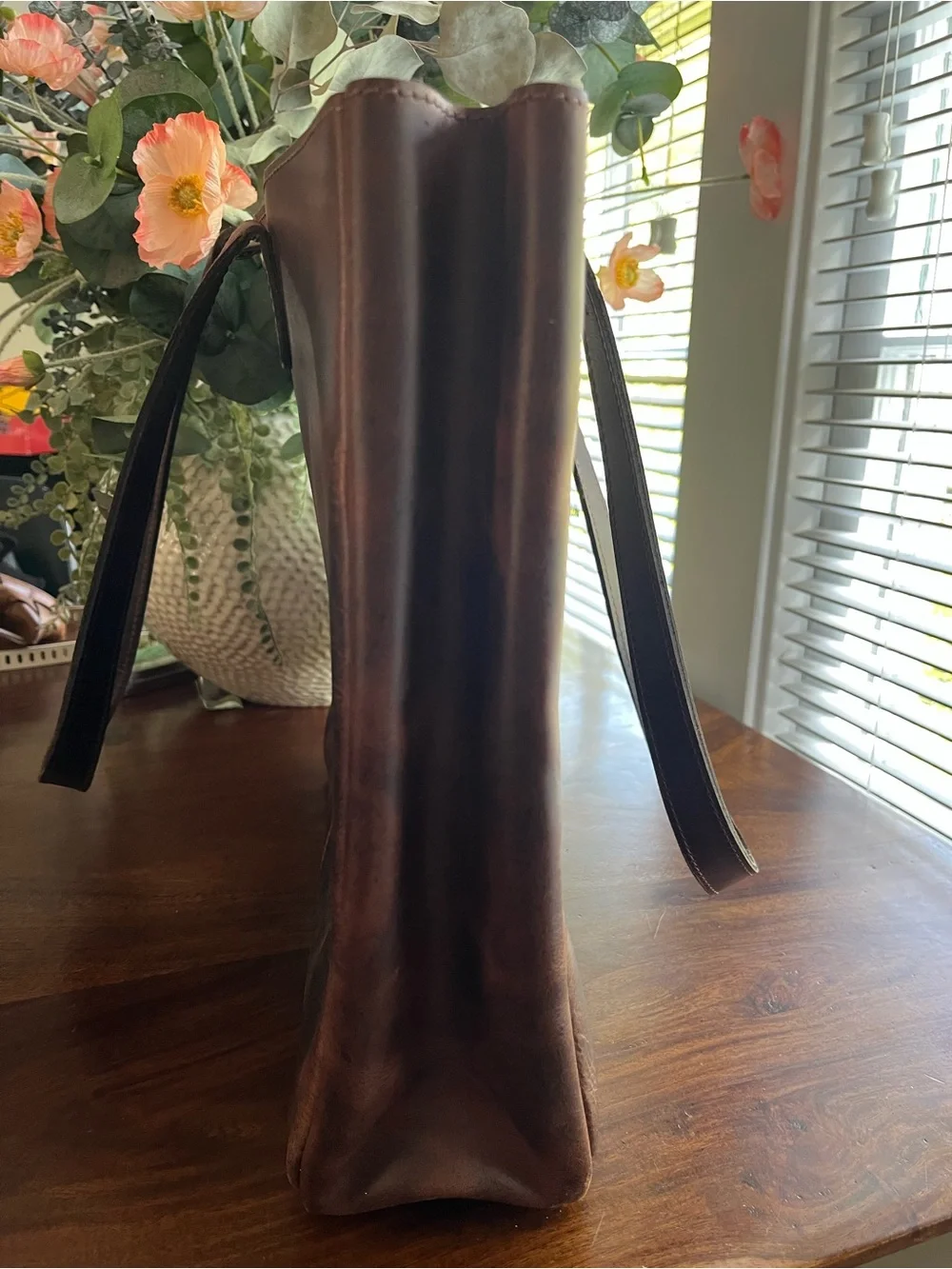 Full-Grain Buffalo Leather Tote | Handcrafted | Espresso Brown | NWOT